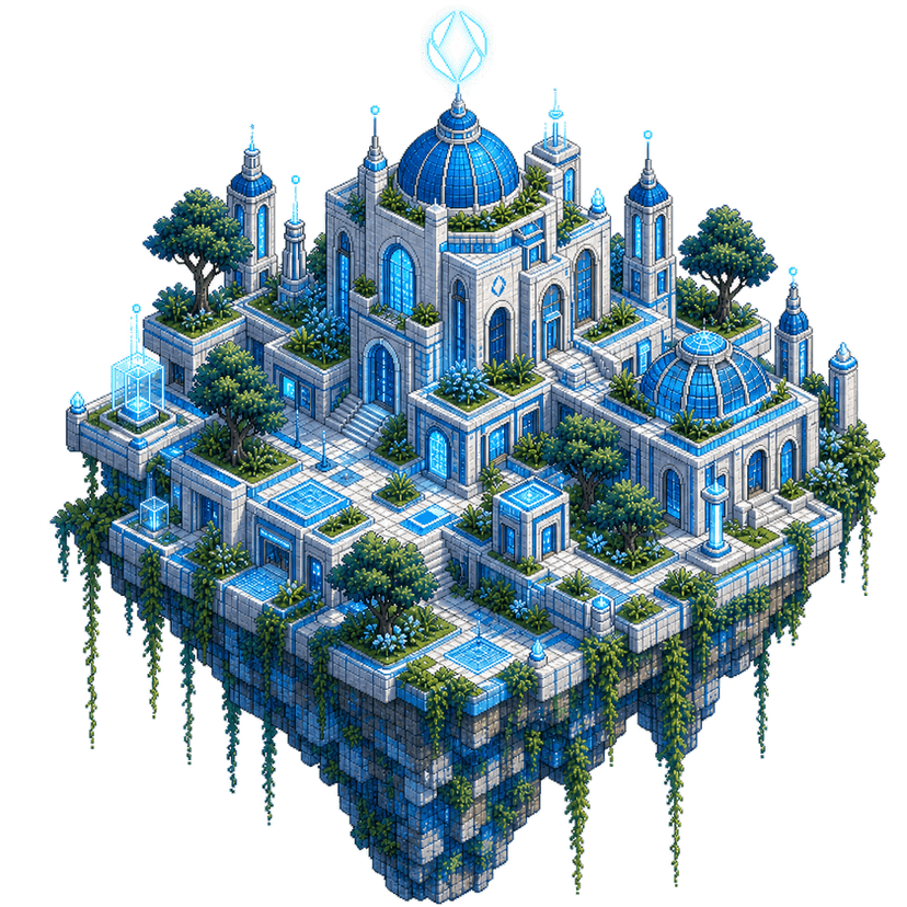 A floating registry city — the ENS district of Simocracy